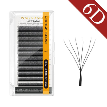 NAGARAKU Automatic Flowering W Shape Premade Fans Eyelash Extensions – 3D to 8D, Soft & Dense
