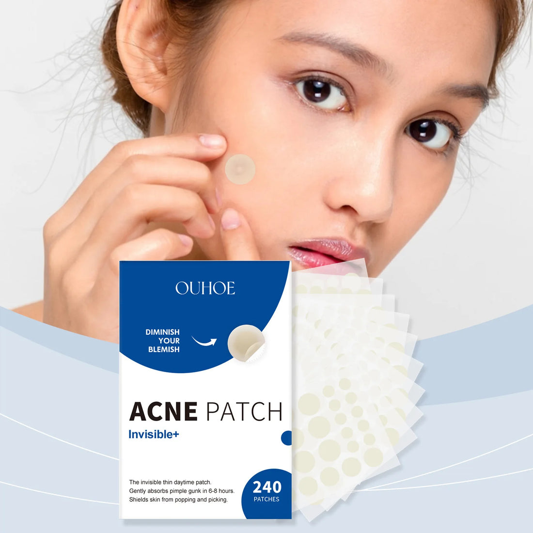 Invisible hydrocolloid acne patches 240 pcs for overnight pimple treatment