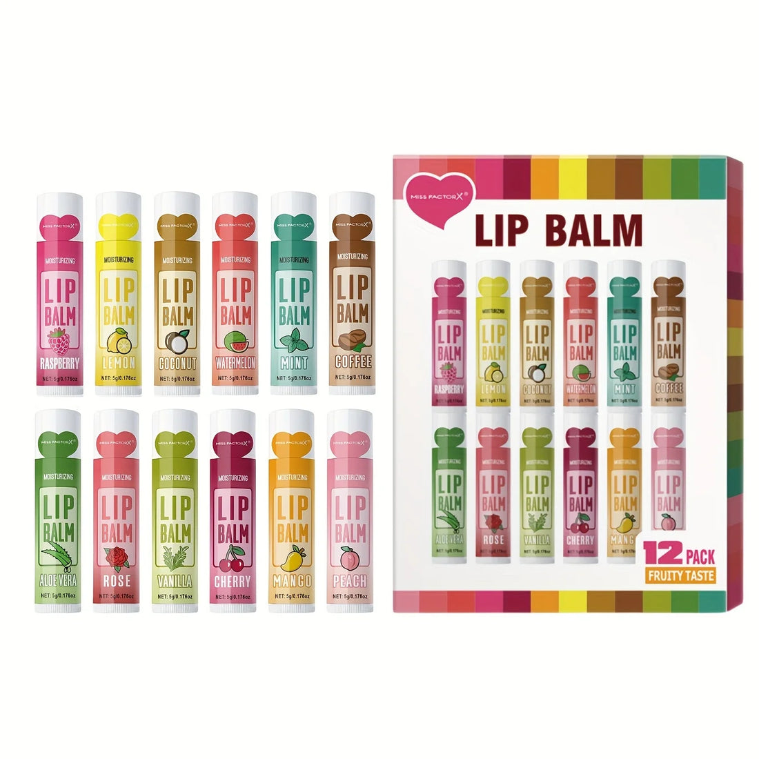12PCS Lip Balm Set – 5g Deep Moisturizing & Exfoliating for Hydrated, Long-Lasting Lips