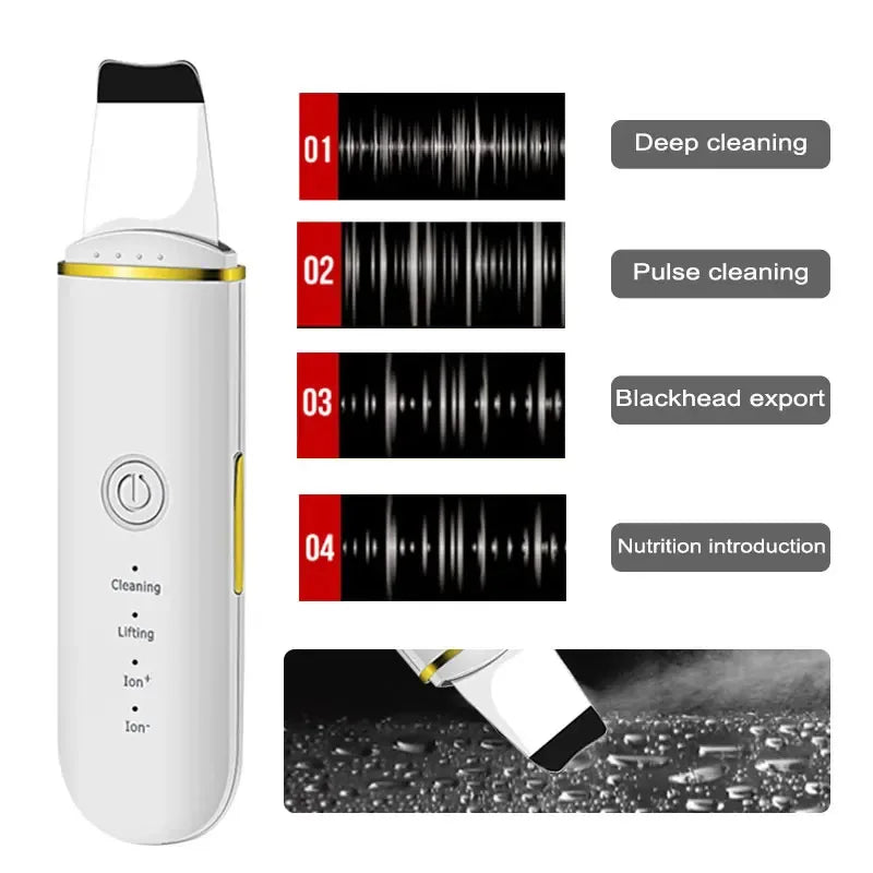 ultrasonic facial cleansing spatula removing impurities