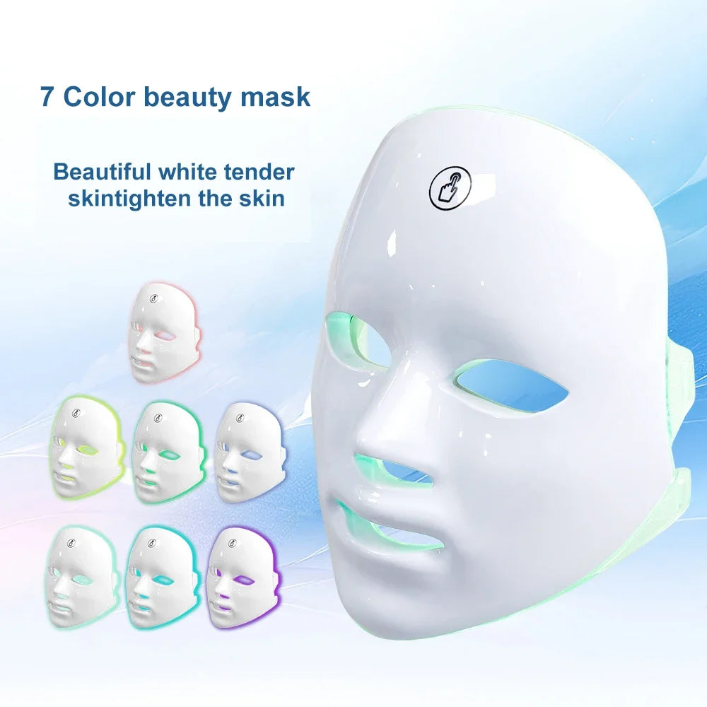 7 Colors Facial LED Mask LED Photon Therapy Beauty Mask Anti Aging Skin Rejuvenation Whitening USB Rechargeable Beauty Device