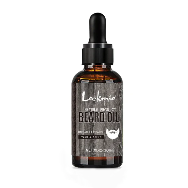LOCKMIO Natural Beard Oil for Men – Vanilla Scent, Hydrates & Repairs, Promotes Growth & Thickness